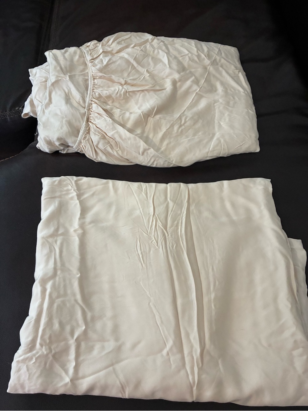 Neutral Ivory Fitted Sheet and Flat Sheet Twin Size Cozy Earth